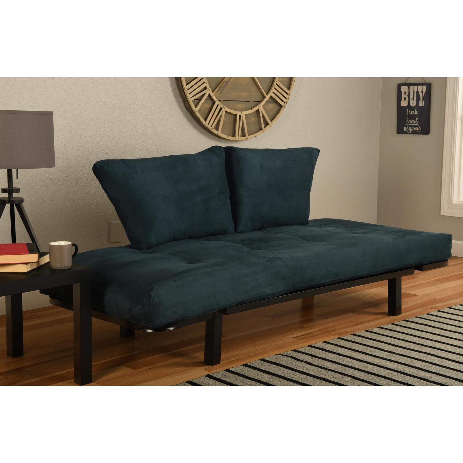 Kodiak Furniture Spacely Black Lounger Frame with Suede Navy Mattress Blue/Black Frame
