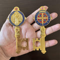 2Pcs/Set Enamel Double Side Saint Benedict 4.9inchX2.9inch Key Blessing For Protection - Medalla de san benito Home and Door han