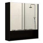 Depot E-Shop Tatacoa Mirror Medicine Cabinet with One Open Shelf and Three Interior Shelves, 24.6" H, Black, Bathroom
