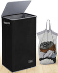 SOLEDI Laundry Hamper Black with Lid and Removable Bag - 100L Large and Tall Laundry Basket Collapsible with Handle for Clothing