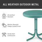 Crosley Furniture Gracie Weather Resistant Retro Metal Outdoor Side Table For Patio, Deck, Porch, Caribbean Blue