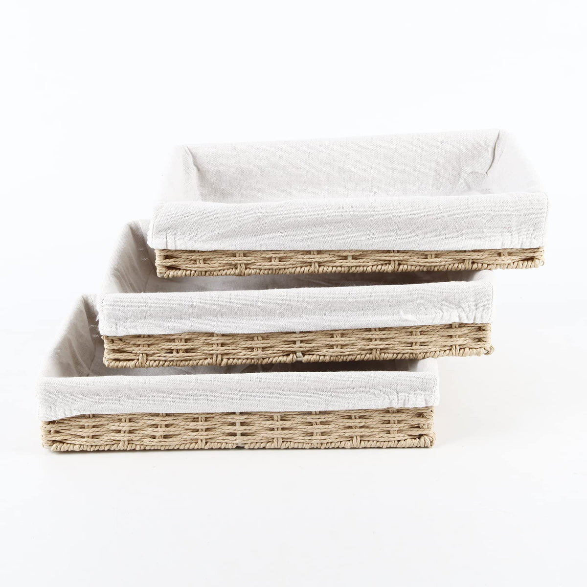YRJJ Paper Rope Woven Storage Baskets, Delicate Storage Box for ShelvesBathroomKitchenLiving RoomOffice DeskBedroom. (Khaki) , 1