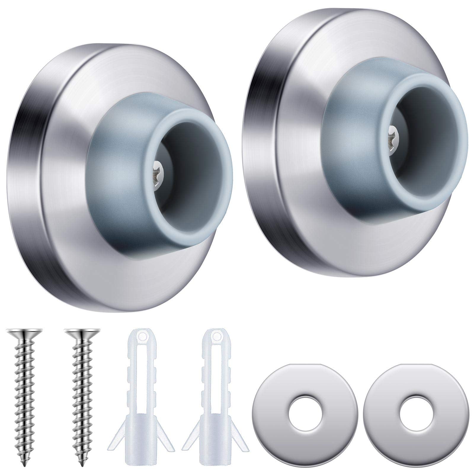 Concave Door Stopper Wall Door Bumper Stainless Steel Wall Protector Door Stops Wall Mount Flush Bumper With Grey Rubber Concave