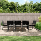 vidaXL Garden Patio Dining Set with Cushions - 9-Piece Outdoor Furniture Set with Sturdy Steel Frame, Poly Rattan Construction, Tempered Glass Table-top and Comfortable Chairs