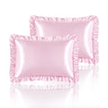 Hommxjf Silky Satin Ruffled Pillow Cases For Hair And Skin,Pink Silk Pillowcases Queen Set Of 2 With Envelope Closure Princess R