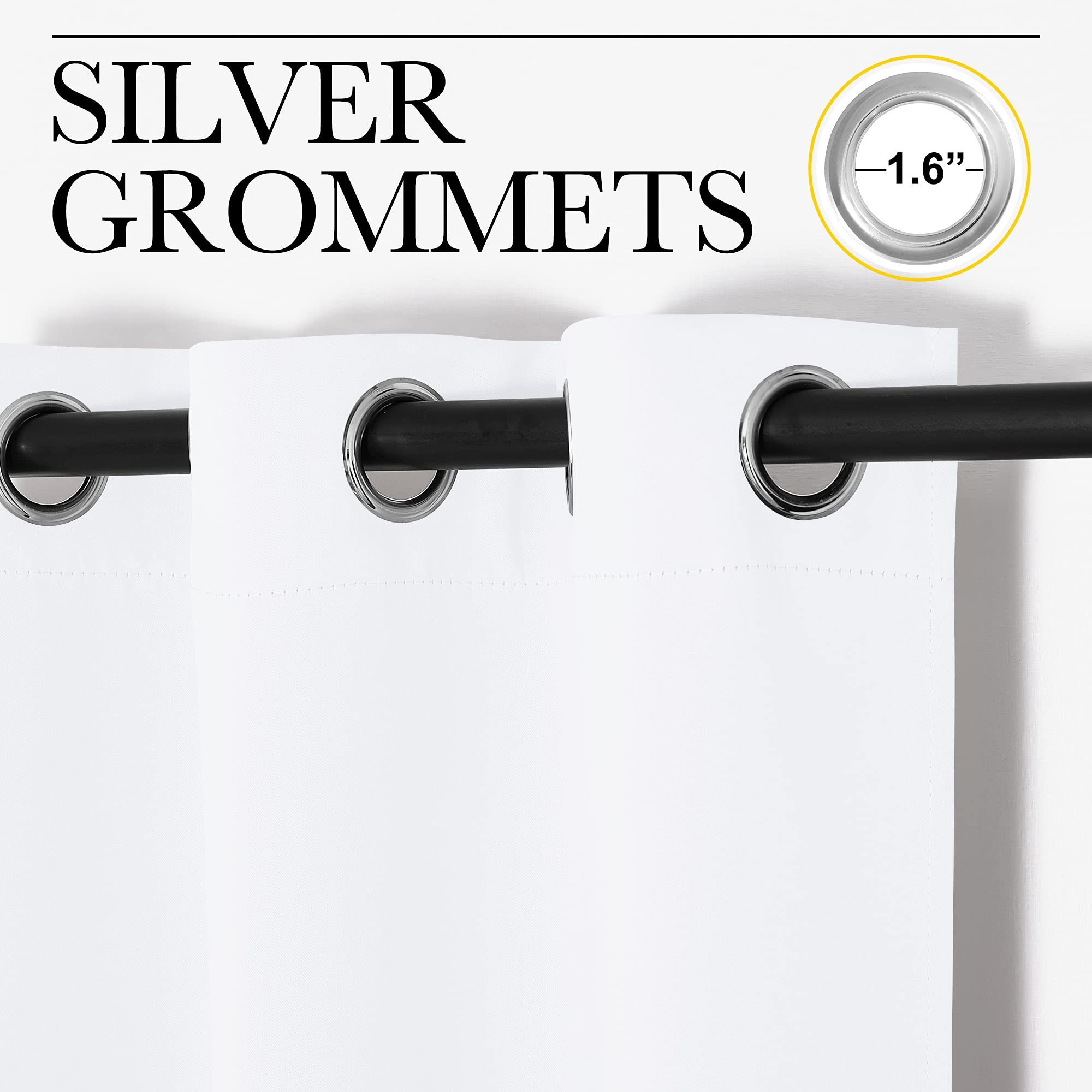 Nicetown Pure White Window Curtain And Drape, 1 Panel, 42 By 84, Easy Care Solid Thermal Insulated Grommet Room Darkening Drapery For Kid'S Room
