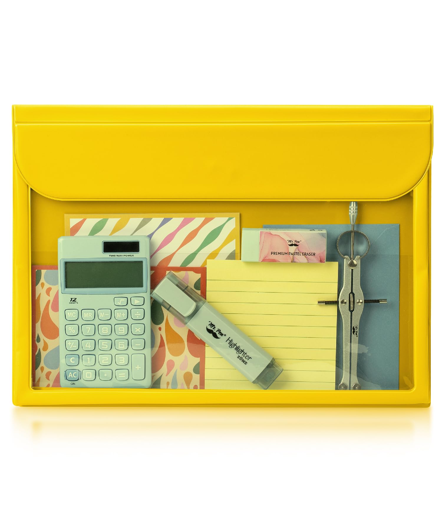 Mr. Pen- File Folder, Vibrant Yellow, Plastic File Folders Letter Size, Document Folder, Clear Plastic Folders For Documents, Fi