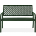 Best Choice Products Outdoor Bench 2-Person Metal Steel Benches Furniture For Garden, Patio, Porch, Entryway W/Geometric Backrest, 790Lb Capacity - Dark Green