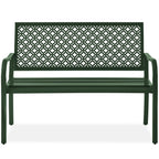 Best Choice Products Outdoor Bench 2-Person Metal Steel Benches Furniture For Garden, Patio, Porch, Entryway W/Geometric Backrest, 790Lb Capacity - Dark Green