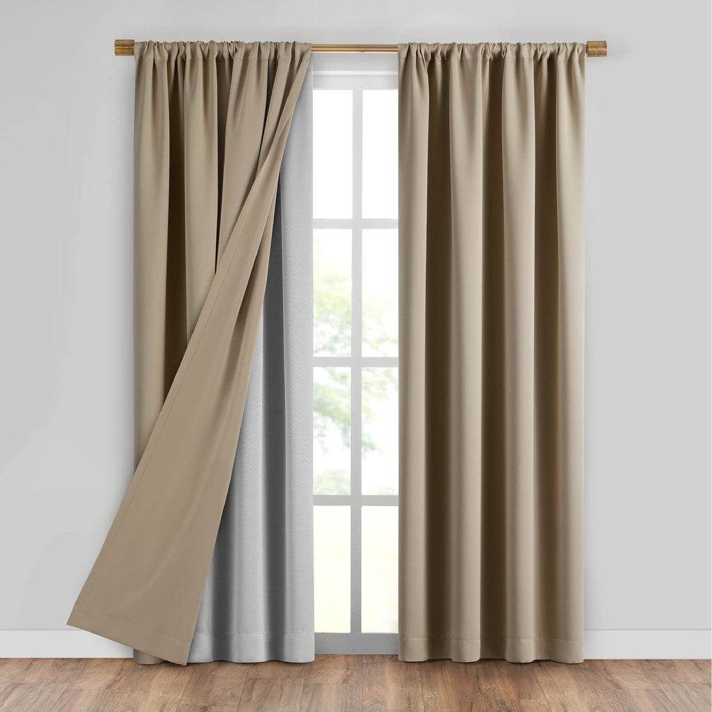 Elrene Home Fashions SunVeil Extra-Wide Thermal Blackout Curtain Liner with YarnLock Technology, Single Panel, Light Grey, 40 in