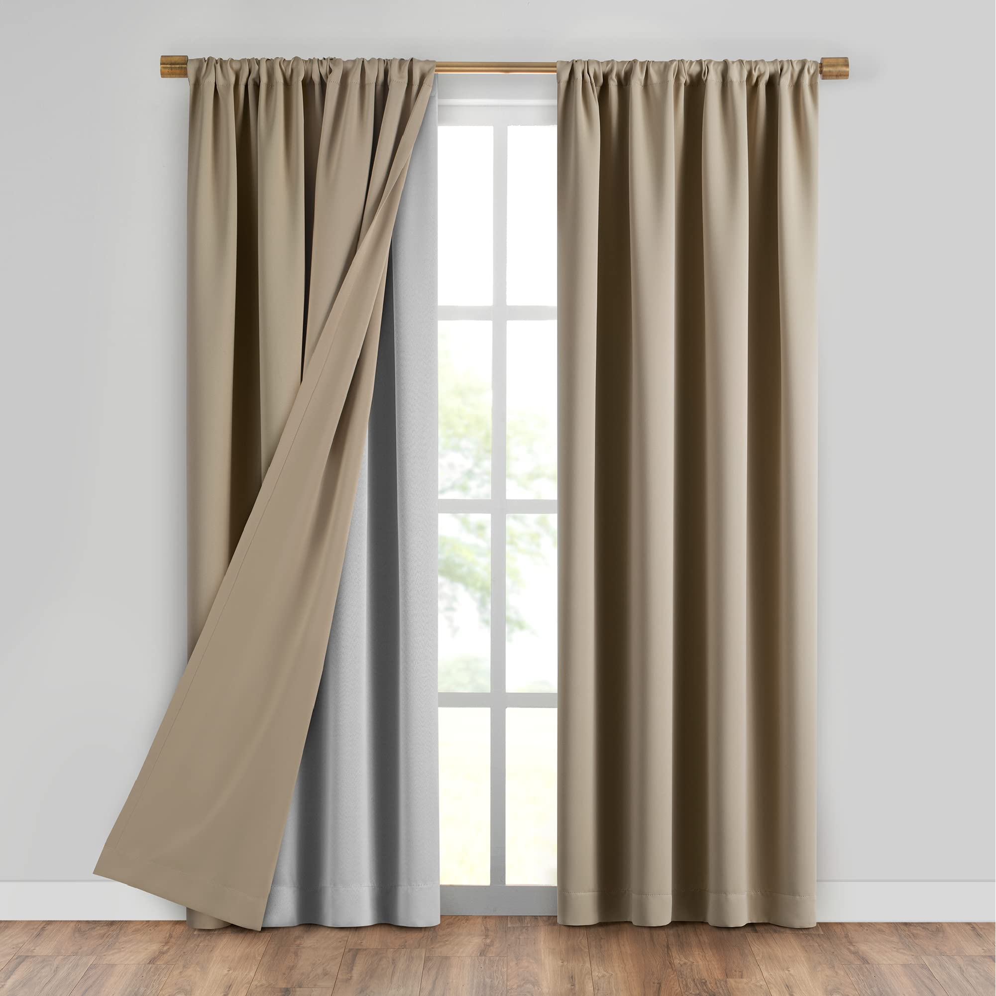 Elrene Home Fashions SunVeil Extra-Wide Thermal Blackout Curtain Liner with YarnLock Technology, Single Panel, Light Grey, 40 in