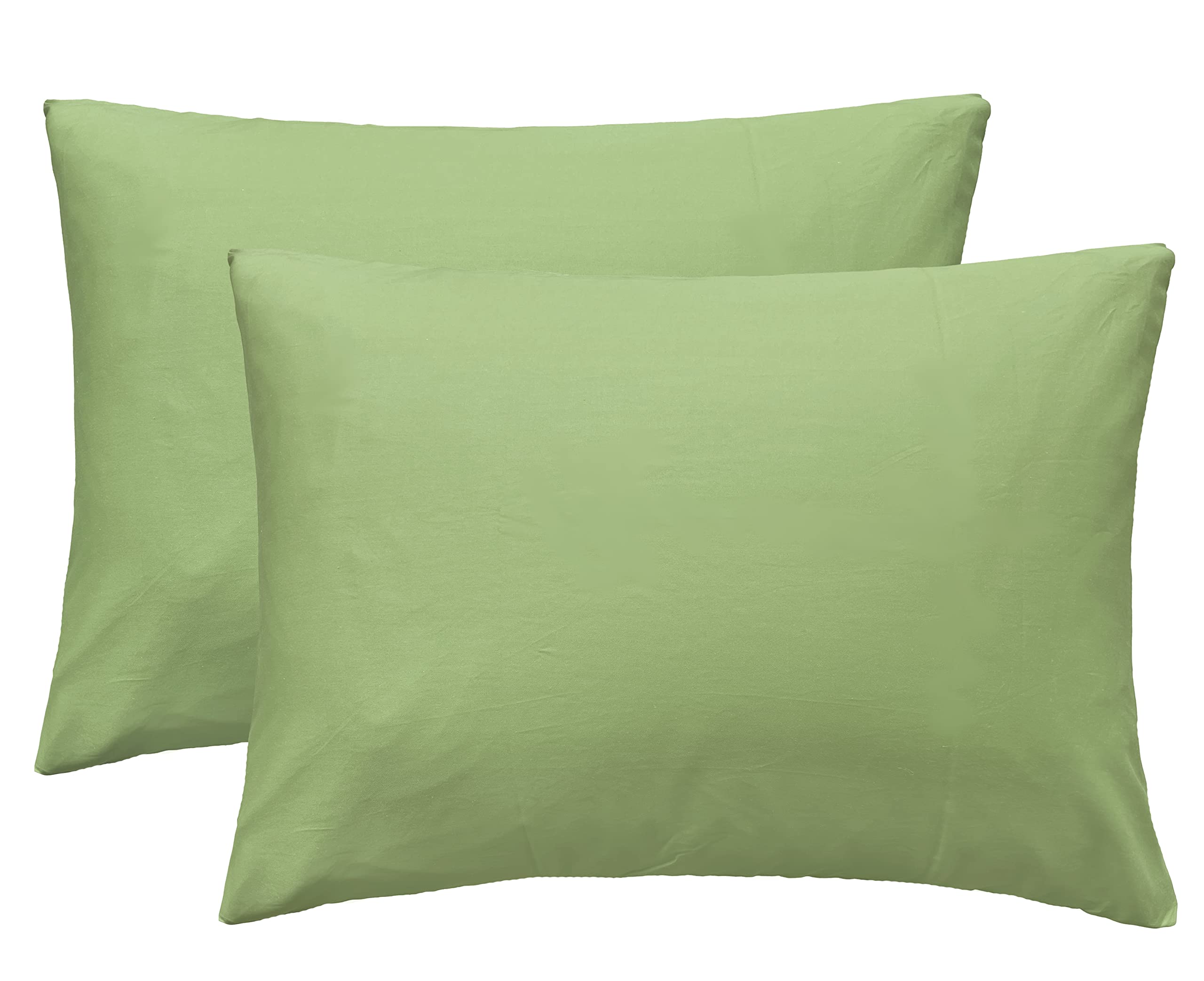 Imaylex Soft 100% Cotton Zipper Closure Pillowcases, Cozy And Lightweight Pillow Case, Set Of 2, Olive Green, Queen, 20' X 30'