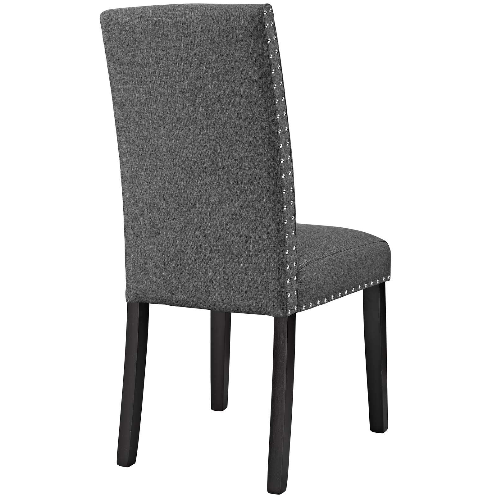 Modway Parcel Modern Upholstered Fabric Two Dining Chairs With Nailhead Trim In Gray