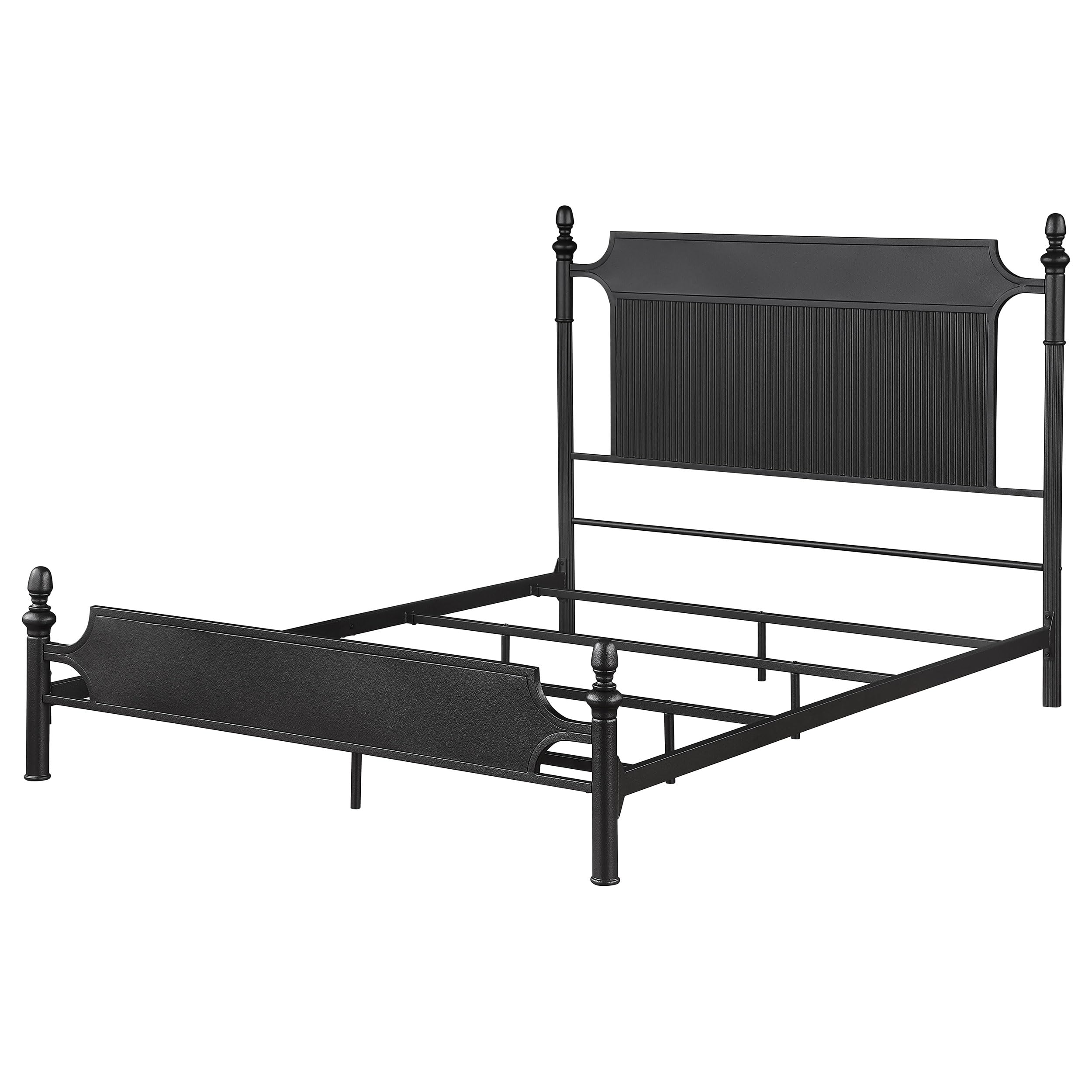 Coaster Home Furnishings Cameron Traditional Metal Queen Size Panel Bed Frame 52-inch Headboard Black 360321Q