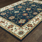 HomeRoots 509124 6 x 9 ft. Navy & Ivory Oriental Power Loom Stain Resistant Rectangle Area Rug