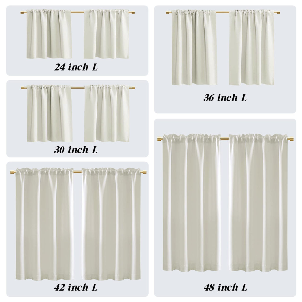 Panelsburg Cream Short Curtains For Bedroom 24 Inches Long 2 Panels Blackout Rod Pocket Thermal Insulated Privacy Decorative Sma