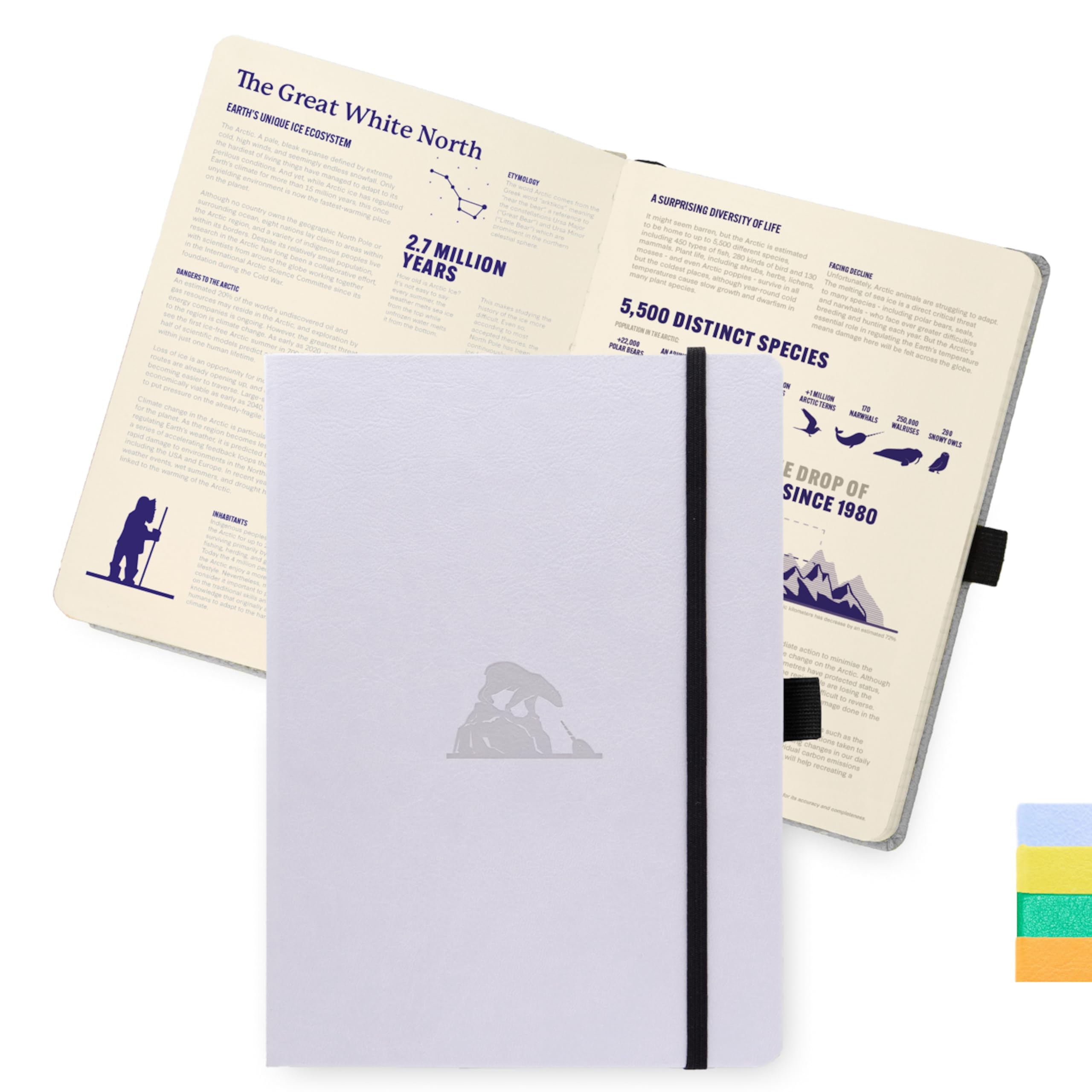 Dingbats - Earth Dotted A5 Medium Notebook, Glicine Arctic - Hardcover - Cream 100Gsm Ink-Proof Paper - Numbered Pages, Index &