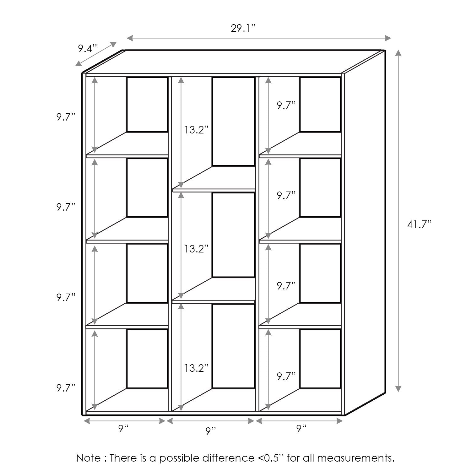 Furinno Luder Bookcase / Book / Storage , 11-Cube, White