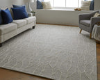 HomeRoots 511847 10 x 13 ft. Taupe Black & Gray Wool Abstract Hand Tufted Handmade Stain Resistant Rectangle Area Rug
