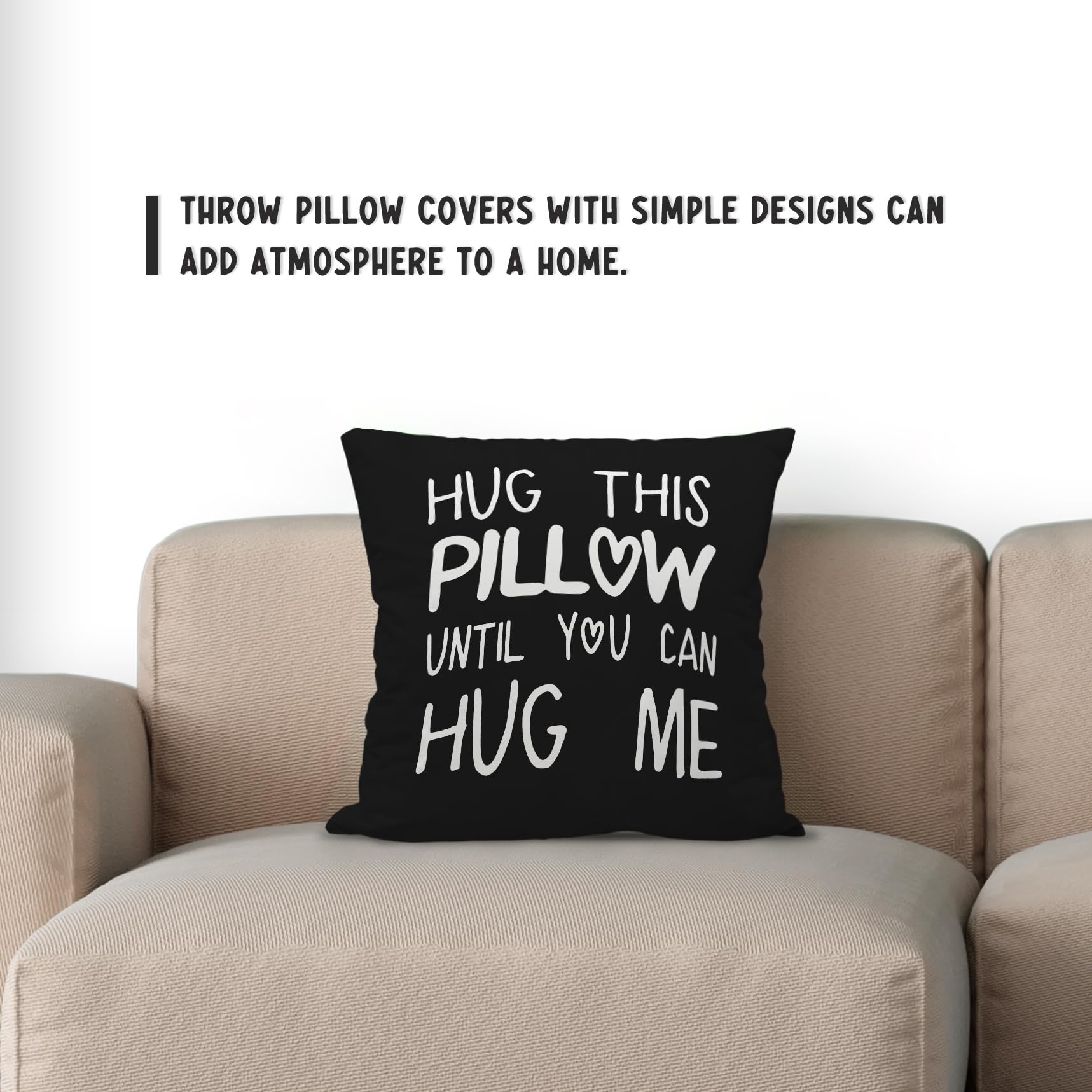 Sufamb Hug This Pillow Until You Can Hug Me Throw Pillow Covers Decor, 24'' X 24'' Pillow Case, Boyfriend Girlfriend Birthday Gi