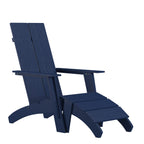 Flash Furniture Sawyer Commercial Adirondack Style Patio Set - Navy Poly Resin - Weather Resistant