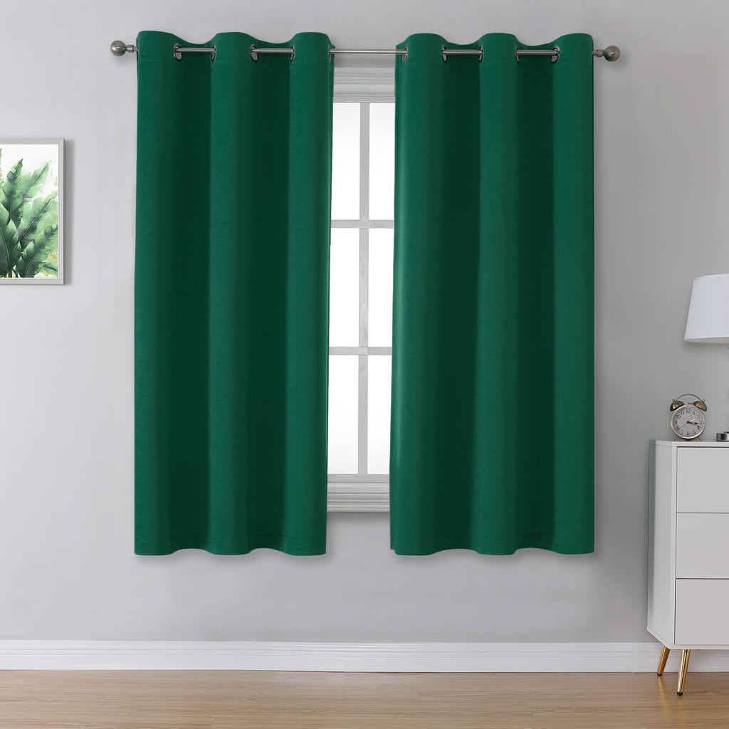 Dualife Christmas Dark Green Blackout Curtains 45 Inch Length Thermal Insulating Room Darkening 38 Inch Width Short Window Curta
