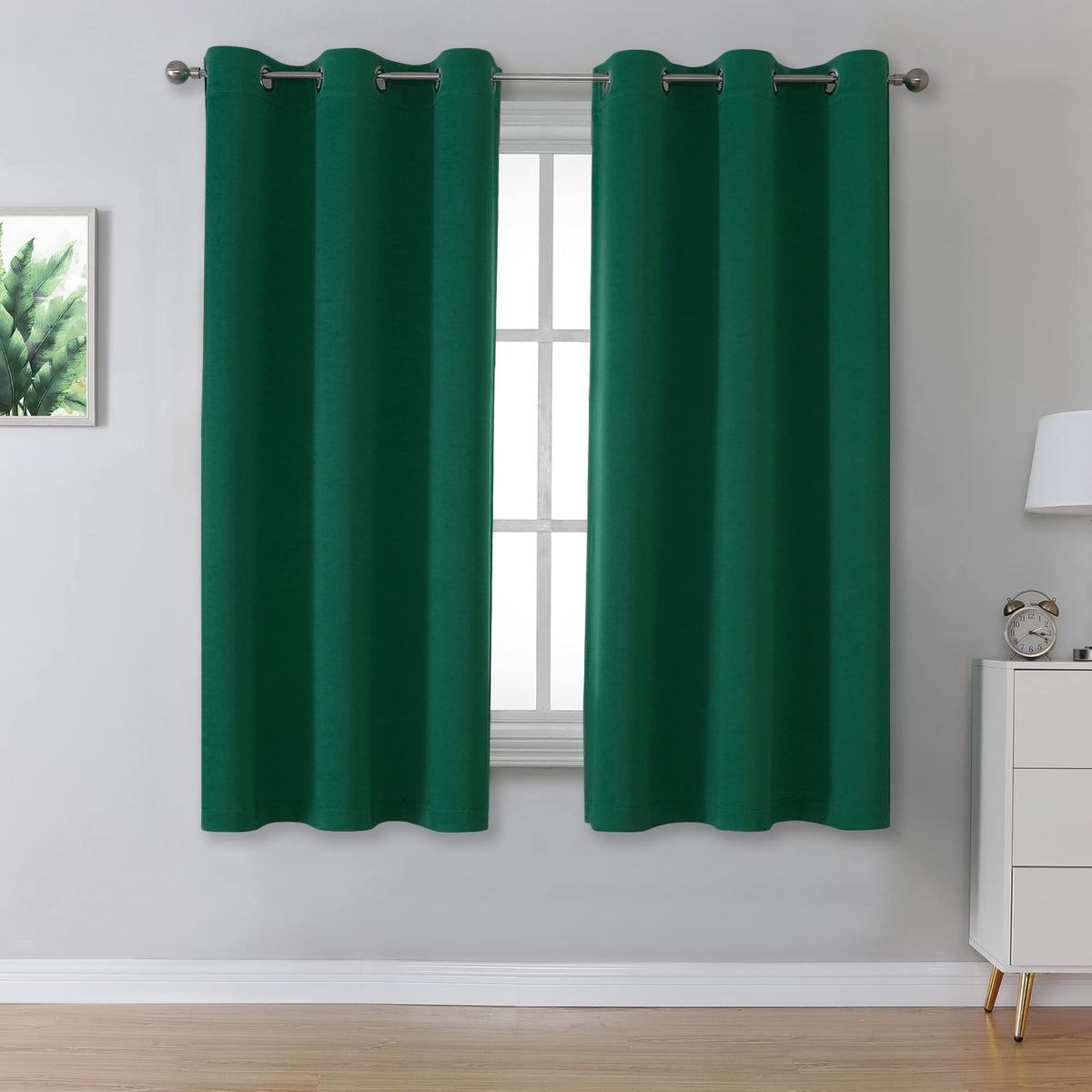 Dualife Christmas Dark Green Blackout Curtains 45 Inch Length Thermal Insulating Room Darkening 38 Inch Width Short Window Curta