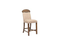 Acme Maurice Upholstered Wooden Counter Height Chair Set of 2 in Khaki and Oak