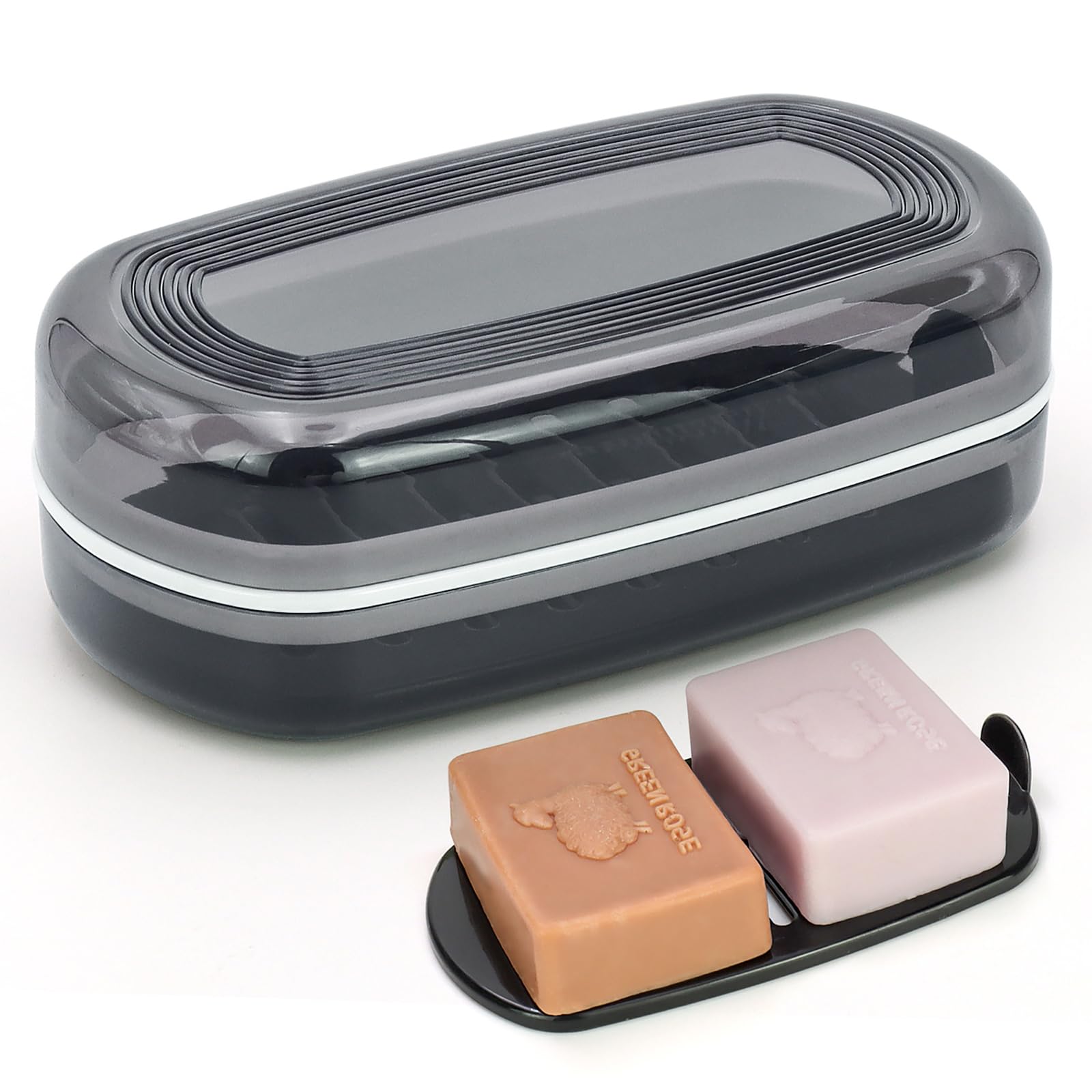 AIDIMMING Shampoo Bar Travel Case with Lid, Large Bar Soap Holder, Shampoo and Conditioner Bar Container, Travel Soap Box for Tr