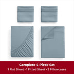 Mellanni Twin Sheet Set - 4-Piece Iconic Collection Bedding, (Including 2 Pillowcases), 16-Inch Deep Pocket, Easy Care, Extra Soft, Cooling Sheets, Brushed Microfiber - Spa Blue