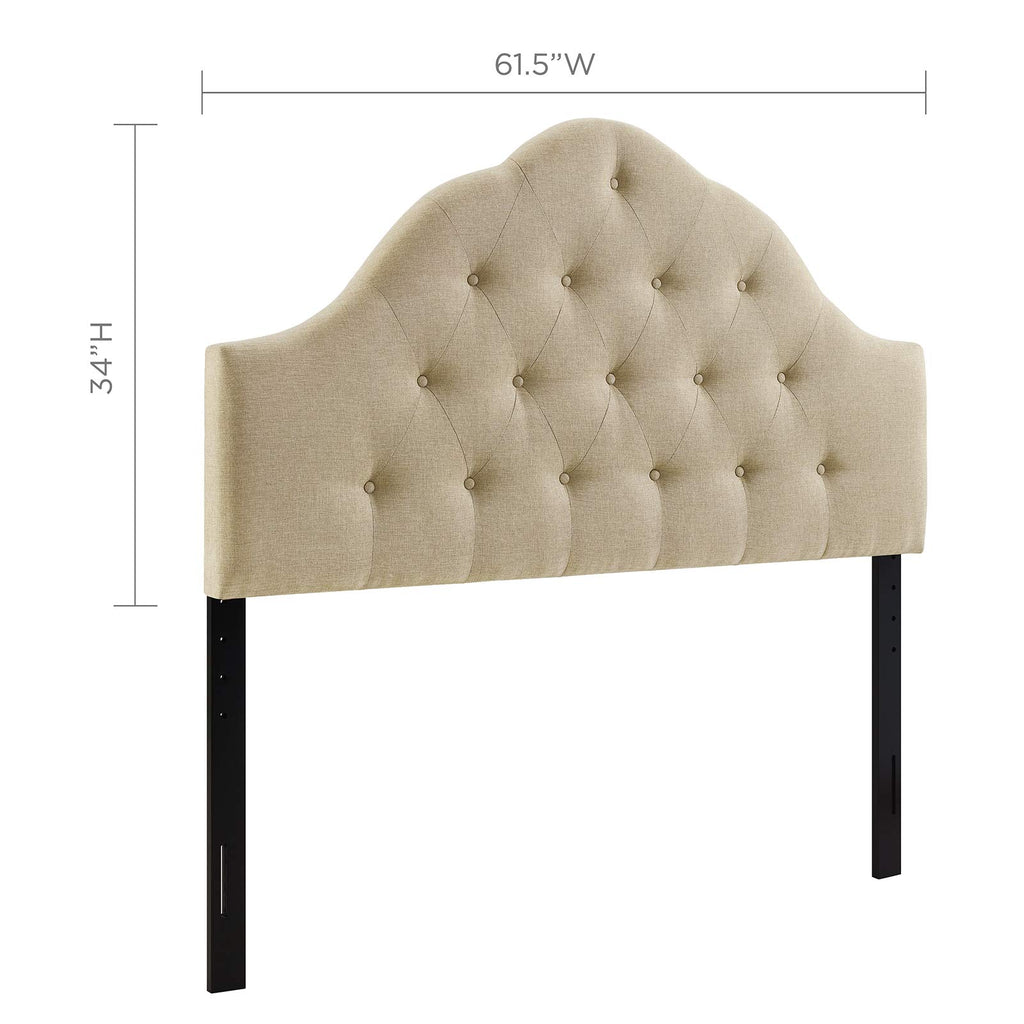 Modway Sovereign Tufted Button Linen Fabric Upholstered Queen Headboard in Beige
