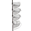 Zenna Home Tension Pole Shower Caddy, 4 Basket Shelves with Built-in Towel Bar, 60 to 97 Inch, Bronze