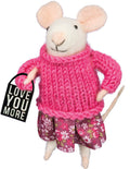 Primitives by Kathy 33570, Box Sign Mouse - Love You More, 4 Inches Tall Multi