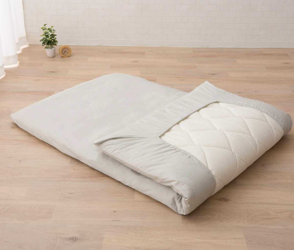 Emoor Japanese Futon Mattress Classe & Fitted Sheet Presso Twin Made In Japan, Cotton (Gray) Foldable Floor Sleeping Bed Tatami