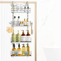 Orimade Adjustable Hanging Over the Shower Door Caddy,Bathroom Organizer Shelf Storage with 4 Hooks for Razor,No Drilling Rustpr