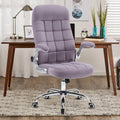 Reficcer High Back Fabric Office Chair Purple, Velvet Executive Desk Chairs With Flip-Up Arms, Ergonomic Office Chairs With Lumb