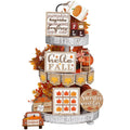 FairySandy 14 Pcs Fall Tiered Tray Decorations Set Thanksgiving Pumpkin Maple Tiered Tray Decorations Set Rustic Farmhouse Pumpk