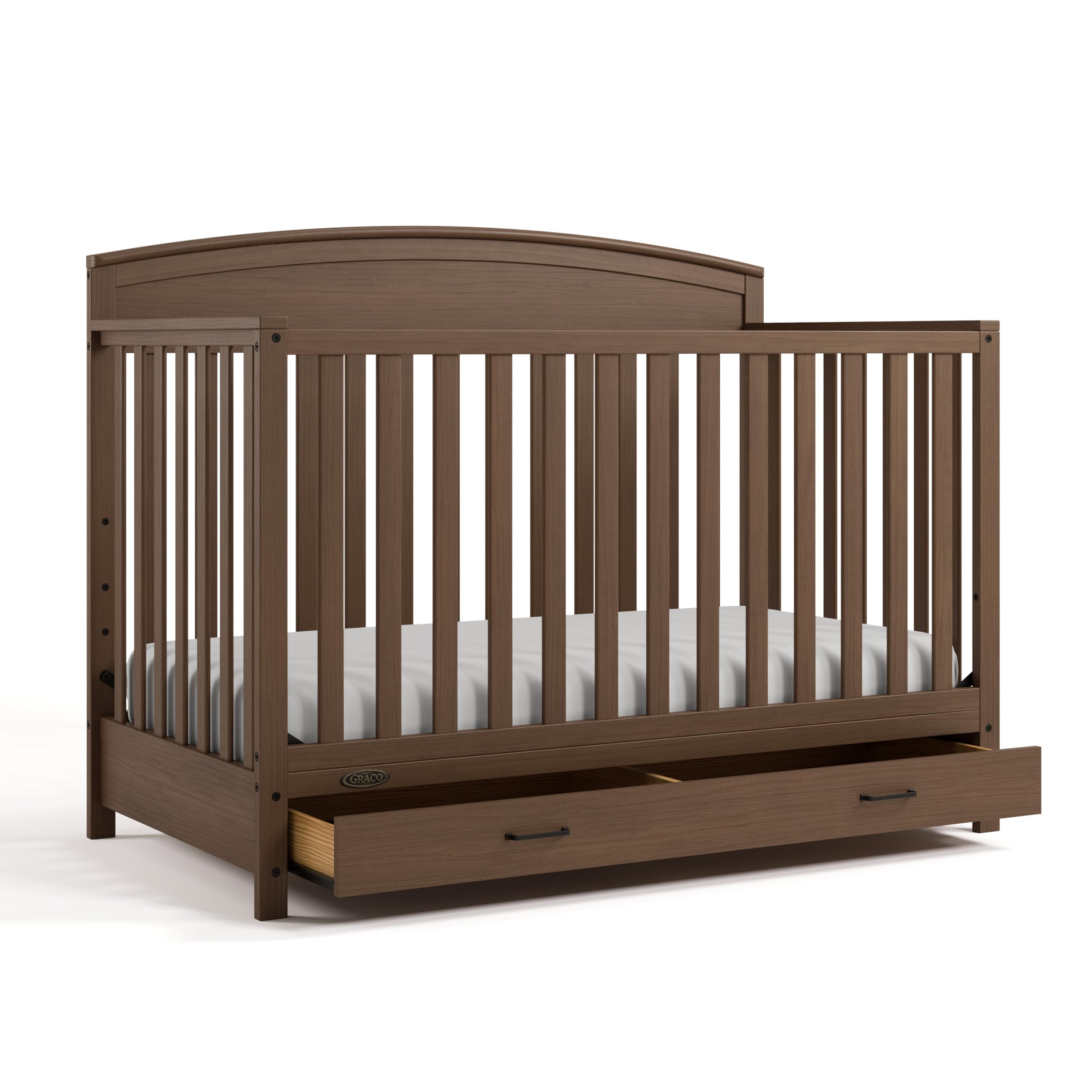 Graco Benton 5-in-1 Convertible Crib with Drawer (Hazelnut) - GREENGUARD Gold Certified, Converts from Baby Crib to Toddler Bed,
