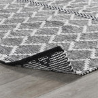 Kosas Home Sonora 24 X 36 Lattice Polyester Fabric Accent Rug In Black/Ivory