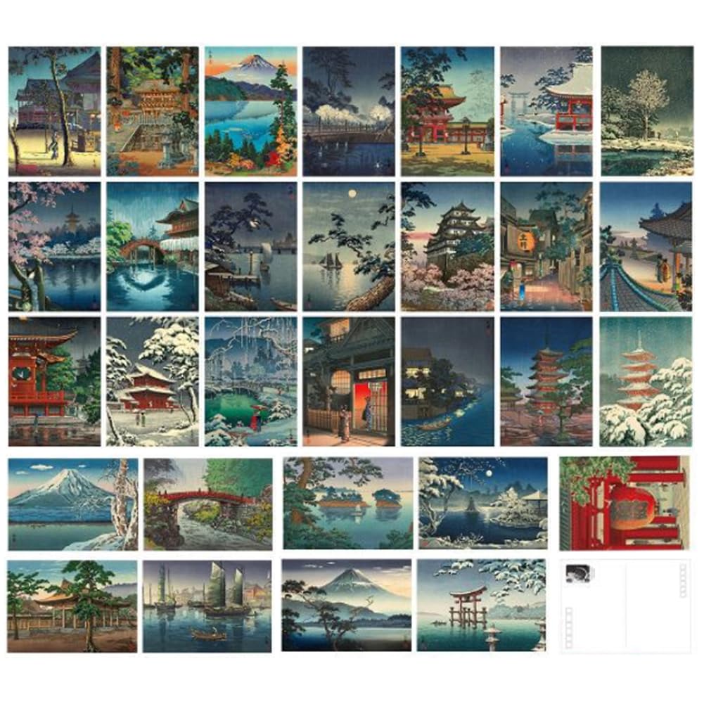 Hosteesschoice Beautiful Art Postcards Set Of 30 Tsuchiya Koitsu Post Card Variety Pack Famous Painting Scenery,Retro Aesthetic