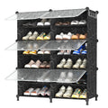 Awtatos Shoe Rack, 6 Tier Shoe Storage Cabinet With Door, 32 Pair Shoe Organizer Shelves For Closet Hallway Bedroom Entryway, Bl