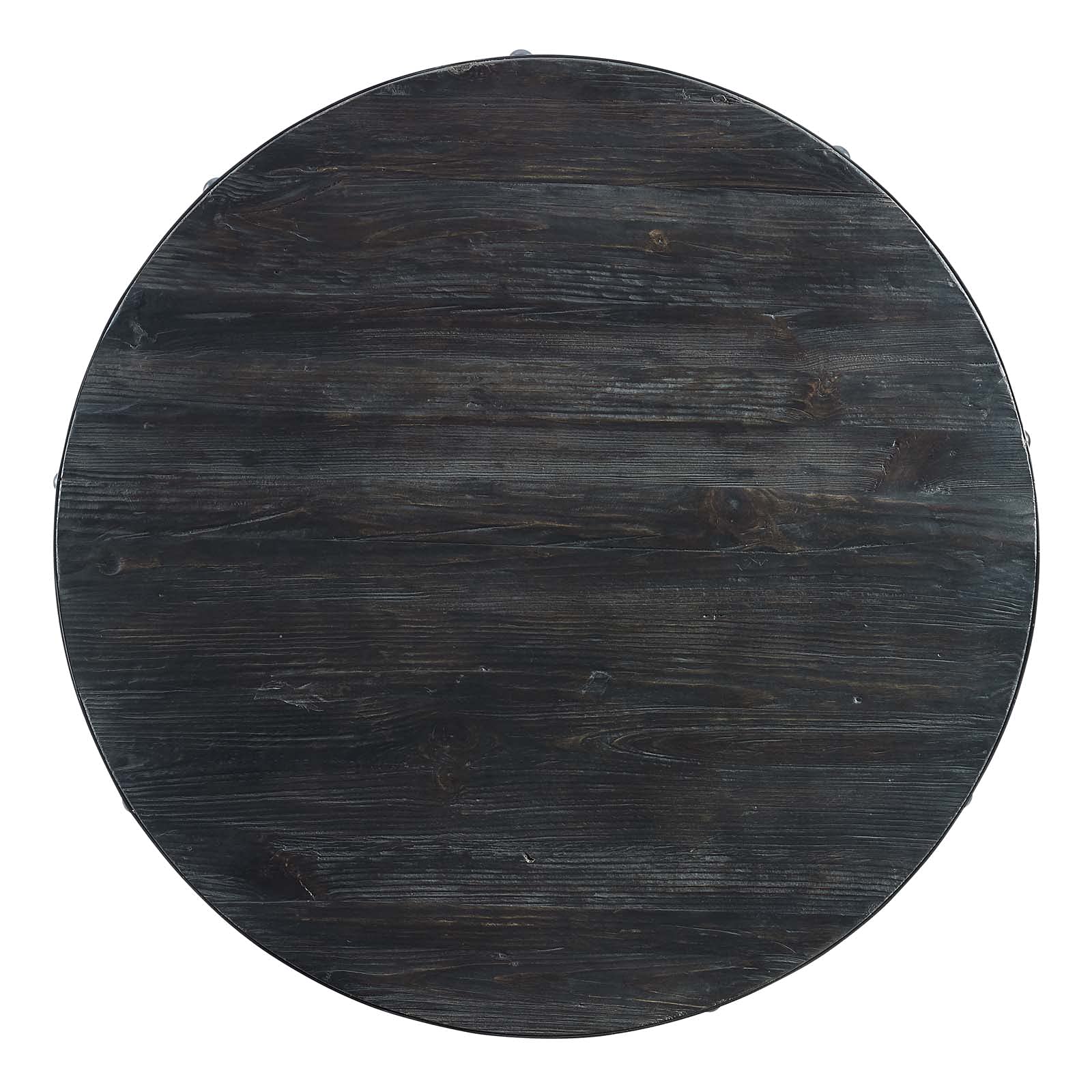 Modway Drive 36&quot; Modern Farmhouse Dining Table with Round Pine Black Wood Top and Gold Steel Base in Black Gold