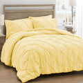 Unikome Queen Comforter Set Yellow - Soft Fluffy Pintuck Down Alternative Bedding Set For All Seasons, 3 Pieces Pinch Pleat Soli