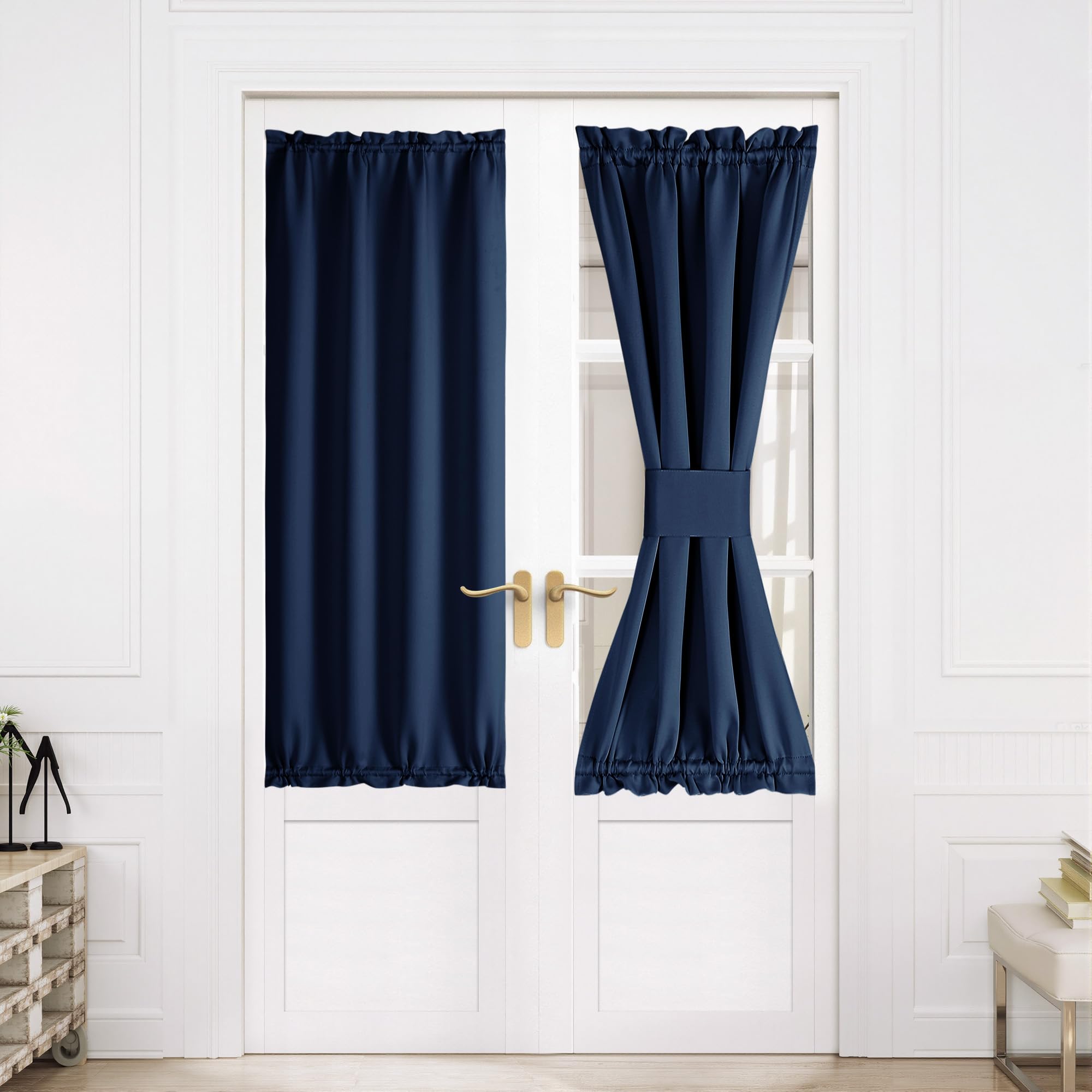 NICETOWN Blackout French Door Curtains, Privacy Door Curtains for Window, 30 X 64 Inch Room Darkening Blinds, Thermal Insulated 