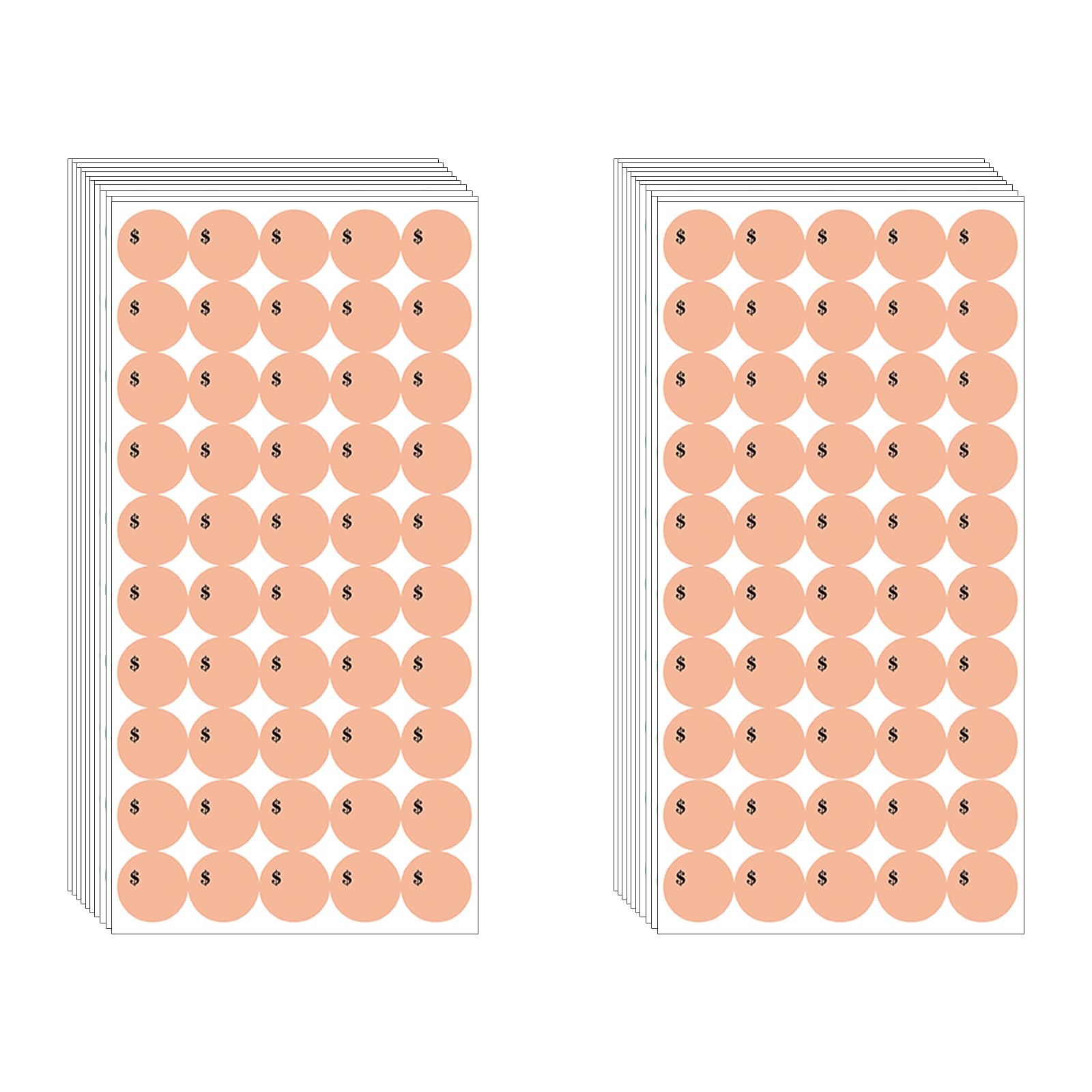 Dugutul 1000 Pcs Blank Dollar Color-Coded Price Stickers For Garage Sale And Flea Market, 3/4' Diameter - Bold Fonts, Clear Vis