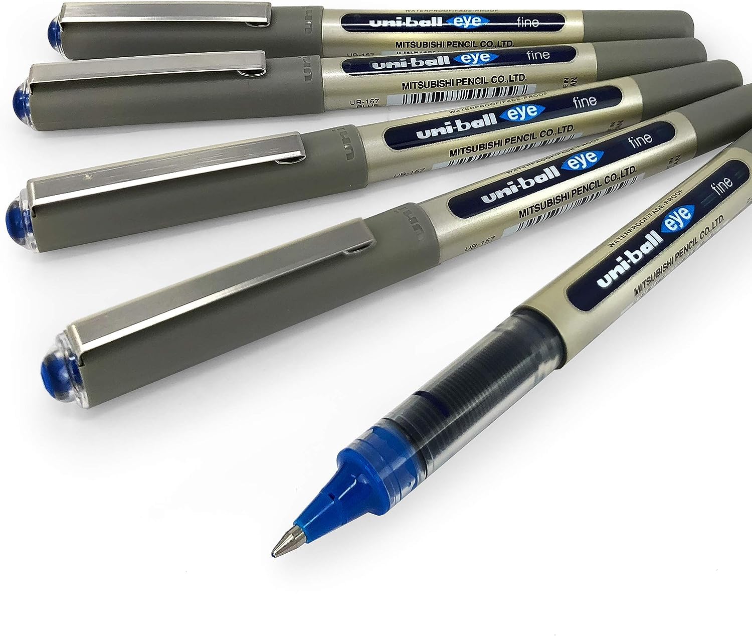 Uni-Ball - Ub-157 Liquid Ink Rollerball Pens - 0.7Mm Nib - Blue Ink - Pack Of 5