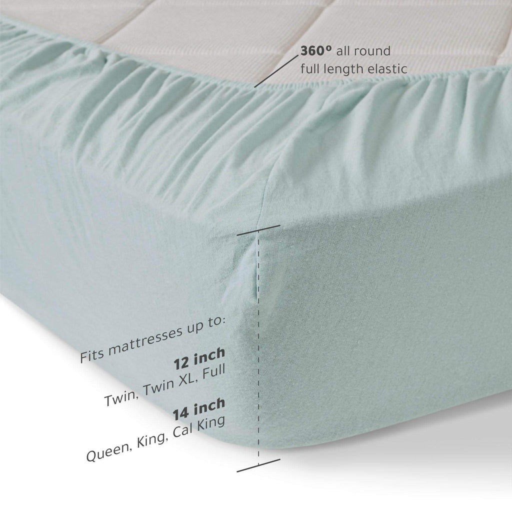 Comfort Spaces Cotton Flannel Breathable Warm Deep Pocket Sheets With Pillow Case Bedding, Full, Aqua Solid 4 Piece