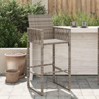 vidaXL Patio Bar Stools - Gray Poly Rattan Outdoor Garden Furniture, Set of 2-20.5" W x 22.8" D x 46.5" H - PE Rattan & Steel Frame, Weather-Resistant, UV-Resistant, Comfortable Armrest & ...