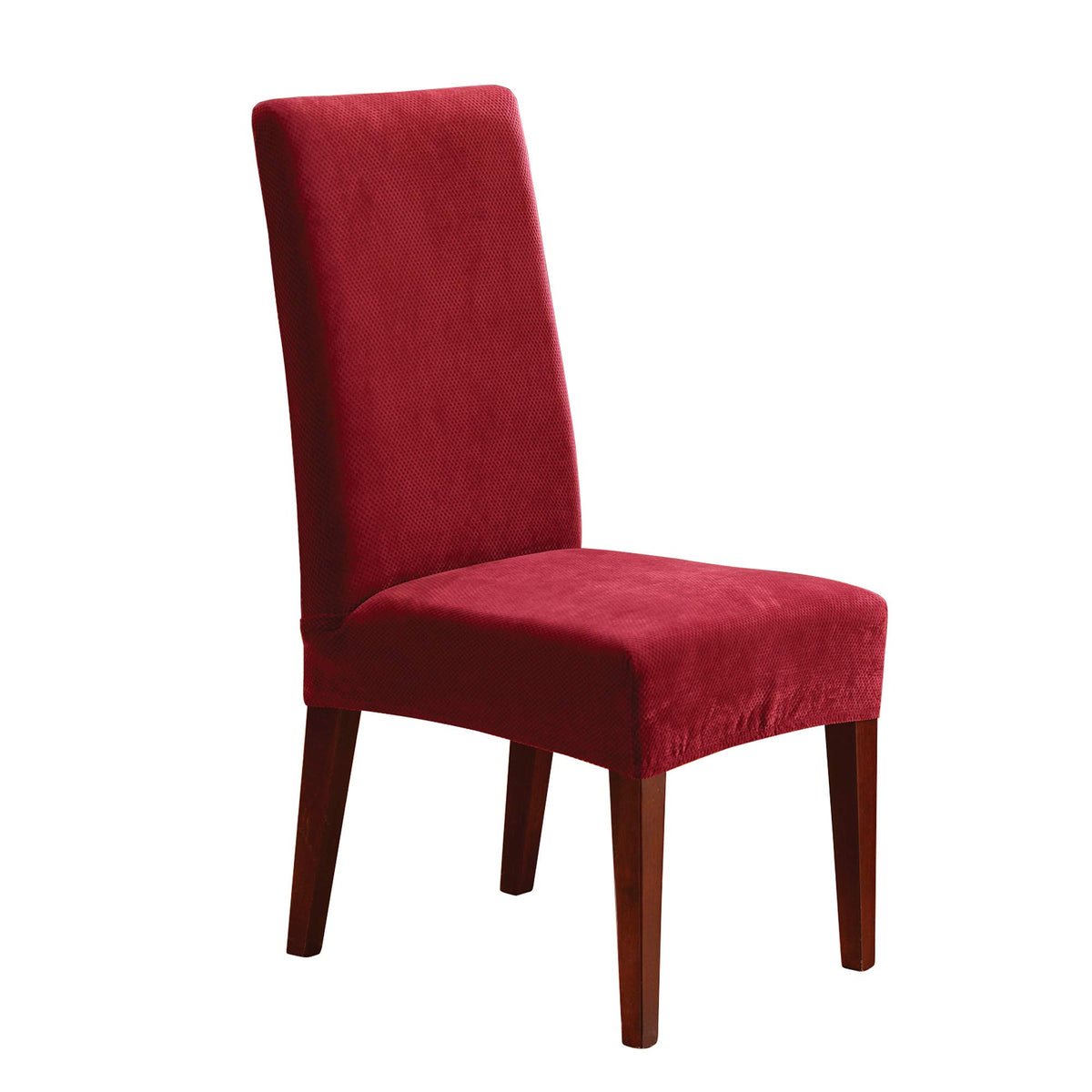 Surefit Home Décor, Stretch Pique Short Dining Room Chair Cover, Form Fit, Polyester/Spandex, Machine Washable, One Piece (Garnet)