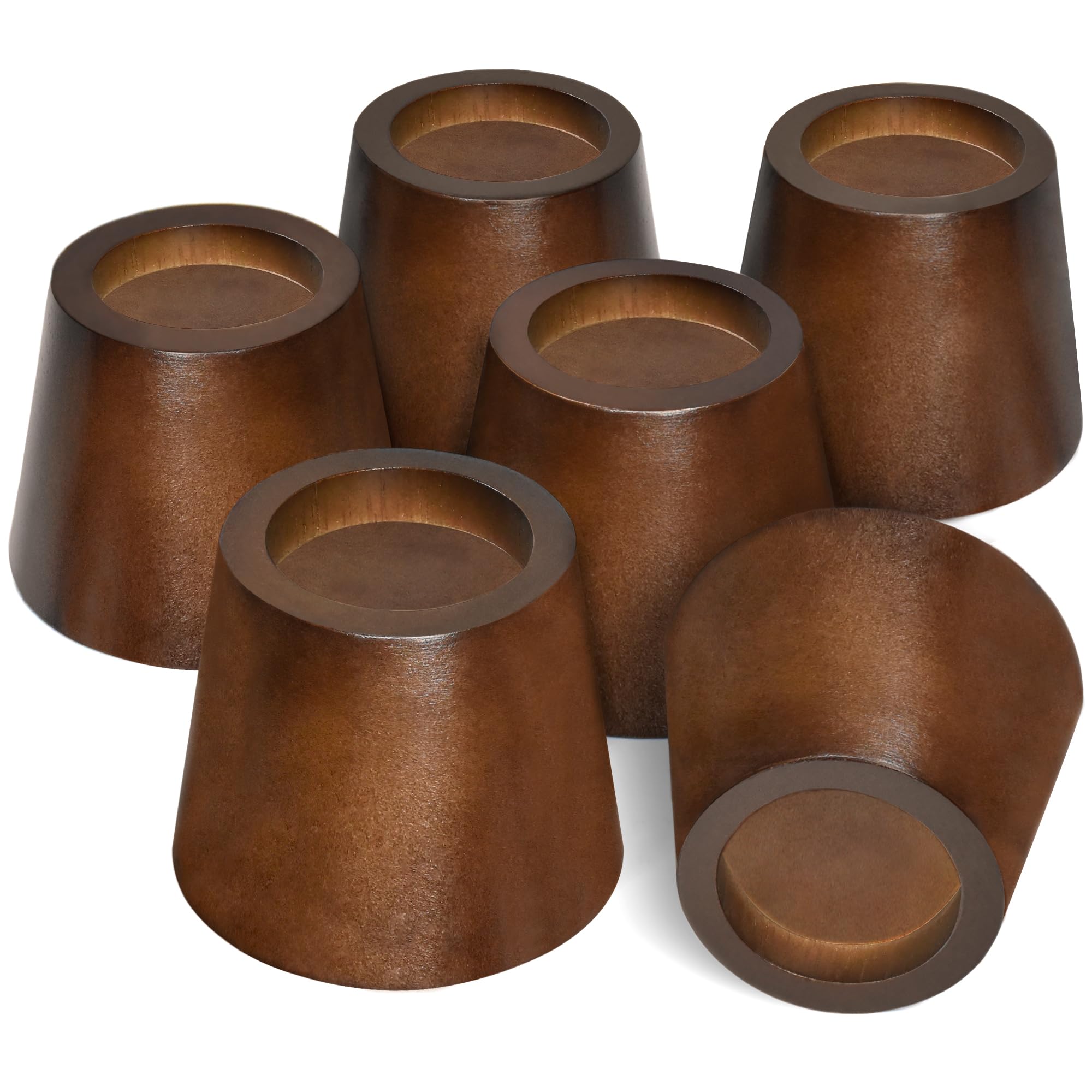 Sopicoz Wooden Furniture Risers 2 Inch Tapered Bed Risers Set of 6, Heavy Duty Wood Bed Lifts Risers for Table, Sofa, Couch, Des